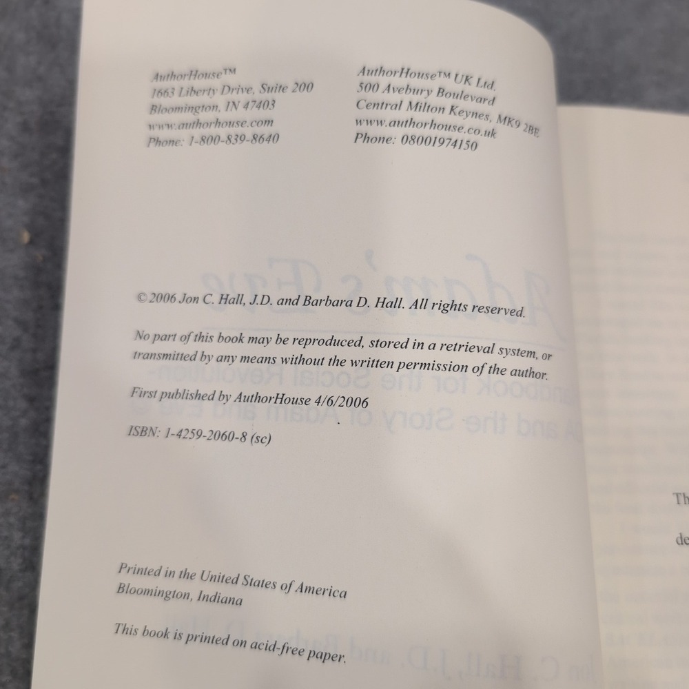 Adam's Eve A Handbook for the Social Revolution ECOA Jon & Barbara D Hall Signed - Picture 3 of 5